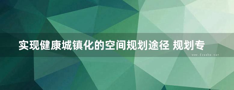 实现健康城镇化的空间规划途径 规划专业必看书籍